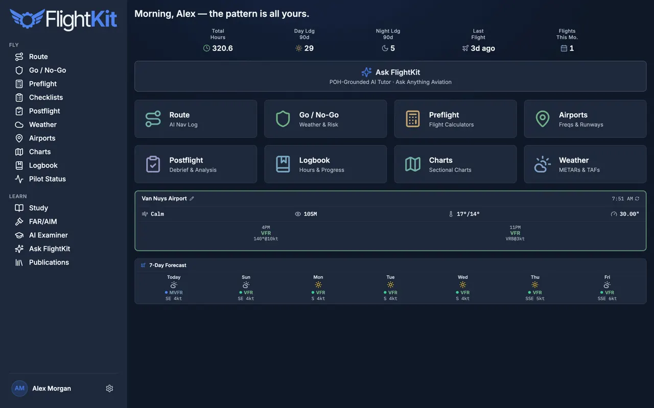 FlightKit home dashboard on desktop and mobile